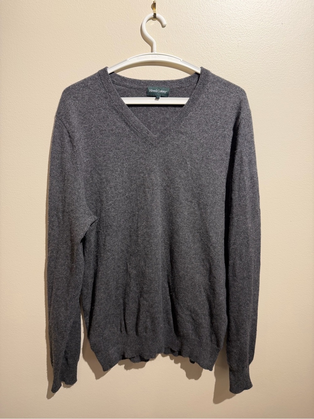 Hive & Colony Gray 100% Cashmere Sweater L Made In Italy
